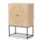 Baxton Studio Ardon Bohemian Light Brown Finished Wood and Black Metal 2-Door Storage Cabinet with Natural Rattan 196-12077-ZORO - alternate 4
